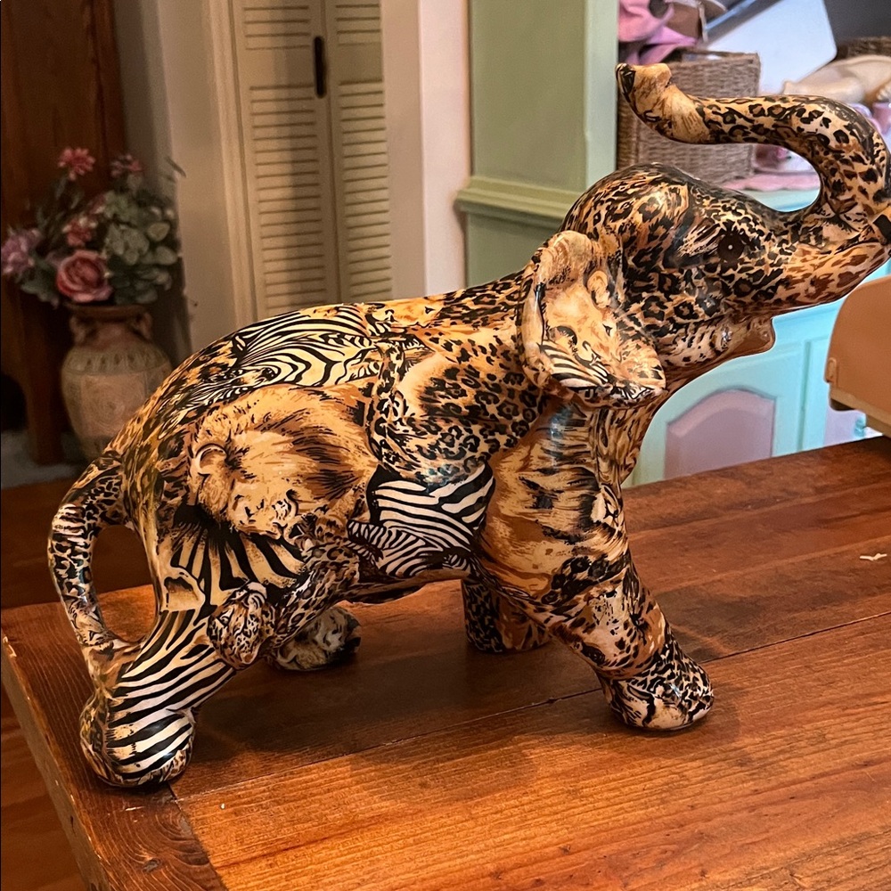 Animal Print Elephant Figurine